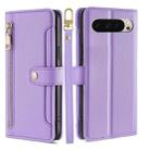 For Google Pixel 9 Sheep Texture Cross-body Zipper Wallet Leather Phone Case(Purple) - 1