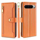 For Google Pixel 9 Pro XL Sheep Texture Cross-body Zipper Wallet Leather Phone Case(Orange) - 1