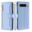 For Google Pixel 9 Pro XL Sheep Texture Cross-body Zipper Wallet Leather Phone Case(Blue) - 1