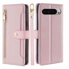 For Google Pixel 9 Pro XL Sheep Texture Cross-body Zipper Wallet Leather Phone Case(Pink) - 1