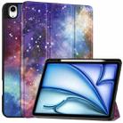 For iPad Air 13 2024 Custer Painted 3-Fold Holder Smart Leather Tablet Case with Pen Tray(Milky Way Nebula) - 1