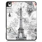 For iPad Air 13 2024 / 2025 Custer Painted 3-Fold Holder Smart Leather Tablet Case with Pen Tray(Eiffel Tower) - 3