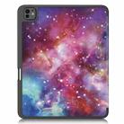 For iPad Pro 13 2024 Custer Painted 3-Fold Holder Smart Leather Tablet Case with Pen Tray(Milky Way Nebula) - 3