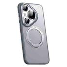 For Huawei Pura 70 Frosted 360 Rotating Holder Magnetic Full Coverage Shockproof Phone Case(Grey) - 1