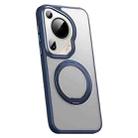 For Huawei Pura 70 Ultra Frosted 360 Rotating Holder Magnetic Full Coverage Shockproof Phone Case(Blue) - 1