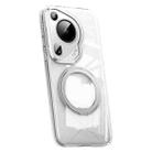 For Huawei Pura 70 Ultra Frosted 360 Rotating Holder Magnetic Full Coverage Shockproof Phone Case(Transparent) - 1