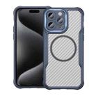 For iPhone 15 Pro Carbon Fiber Texture MagSafe Translucent Phone Case(Blue) - 1