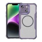 For iPhone 14 / 13 Carbon Fiber Texture MagSafe Translucent Phone Case(Purple) - 1