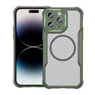 For iPhone 14 Pro Carbon Fiber Texture MagSafe Translucent Phone Case(Green) - 1