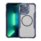 For iPhone 13 Pro Max Carbon Fiber Texture MagSafe Translucent Phone Case(Blue) - 1