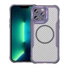 For iPhone 13 Pro Max Carbon Fiber Texture MagSafe Translucent Phone Case(Purple) - 1