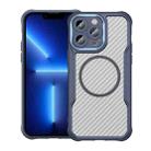 For iPhone 13 Pro Carbon Fiber Texture MagSafe Translucent Phone Case(Blue) - 1