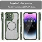 For iPhone 12 Carbon Fiber Texture MagSafe Translucent Phone Case(Green) - 2