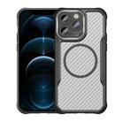 For iPhone 12 Pro Max Carbon Fiber Texture MagSafe Translucent Phone Case(Black) - 1