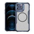 For iPhone 12 Pro Max Carbon Fiber Texture MagSafe Translucent Phone Case(Blue) - 1