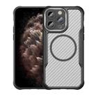 For iPhone 11 Pro Max Carbon Fiber Texture MagSafe Translucent Phone Case(Black) - 1