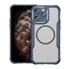 For iPhone 11 Pro Max Carbon Fiber Texture MagSafe Translucent Phone Case(Blue) - 1