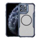 For iPhone 11 Pro Carbon Fiber Texture MagSafe Translucent Phone Case(Blue) - 1