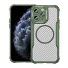 For iPhone 11 Pro Carbon Fiber Texture MagSafe Translucent Phone Case(Green) - 1