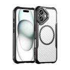 For iPhone 16 Carbon Fiber Texture MagSafe Translucent Phone Case(Black) - 2