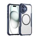 For iPhone 16 Carbon Fiber Texture MagSafe Translucent Phone Case(Blue) - 2