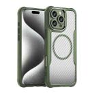 For iPhone 16 Pro Max Carbon Fiber Texture MagSafe Translucent Phone Case(Green) - 2