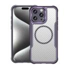 For iPhone 16 Pro Max Carbon Fiber Texture MagSafe Translucent Phone Case(Purple) - 1