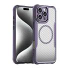 For iPhone 16 Pro Max Carbon Fiber Texture MagSafe Translucent Phone Case(Purple) - 2