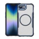 For iPhone SE 2024 Carbon Fiber Texture MagSafe Translucent Phone Case(Blue) - 1