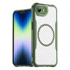 For iPhone SE 2024 Carbon Fiber Texture MagSafe Translucent Phone Case(Green) - 2