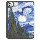 For iPad Pro 11 2024 Custer Painted 3-Fold Holder Smart Leather Tablet Case with Pen Tray(Starry Sky) - 3