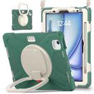 For iPad Air 11 2024 Silicone Hybrid PC Tablet Case with Holder & Shoulder Strap(Emerald Green) - 1