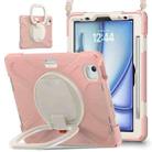 For iPad Air 11 2024 Silicone Hybrid PC Tablet Case with Holder & Shoulder Strap(Rose Gold) - 1