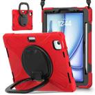 For iPad Air 11 2024 Silicone Hybrid PC Tablet Case with Holder & Shoulder Strap(Red) - 1