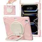 For iPad Pro 11 2024 Silicone Hybrid PC Tablet Case with Holder & Shoulder Strap(Rose Gold) - 1