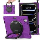 For iPad Pro 11 2024 Silicone Hybrid PC Tablet Case with Holder & Shoulder Strap(Purple) - 1