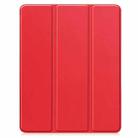 For iPad Pro 13 2024 Custer TPU Pure Color 3-Fold Holder Smart Leather Tablet Case with Pen Tray(Red) - 2