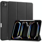 For iPad Pro 13 2024 Custer TPU Pure Color 3-Fold Holder Smart Leather Tablet Case with Pen Tray(Black) - 1