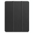 For iPad Pro 13 2024 Custer TPU Pure Color 3-Fold Holder Smart Leather Tablet Case with Pen Tray(Black) - 2