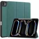 For iPad Pro 13 2024 Custer TPU Pure Color 3-Fold Holder Smart Leather Tablet Case with Pen Tray(Dark Green) - 1