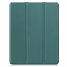 For iPad Pro 13 2024 Custer TPU Pure Color 3-Fold Holder Smart Leather Tablet Case with Pen Tray(Dark Green) - 2