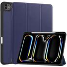 For iPad Pro 13 2024 Custer TPU Pure Color 3-Fold Holder Smart Leather Tablet Case with Pen Tray(Dark Blue) - 1
