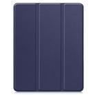 For iPad Pro 13 2024 Custer TPU Pure Color 3-Fold Holder Smart Leather Tablet Case with Pen Tray(Dark Blue) - 2