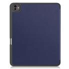 For iPad Pro 13 2024 Custer TPU Pure Color 3-Fold Holder Smart Leather Tablet Case with Pen Tray(Dark Blue) - 3