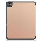 For iPad Pro 13 2024 Custer TPU Pure Color 3-Fold Holder Smart Leather Tablet Case with Pen Tray(Rose Gold) - 3