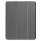 For iPad Air 13 2024 / 2025 Custer TPU Pure Color 3-Fold Holder Smart Leather Tablet Case with Pen Tray(Grey) - 2