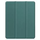 For iPad Air 13 2024 / 2025 Custer TPU Pure Color 3-Fold Holder Smart Leather Tablet Case with Pen Tray(Dark Green) - 2