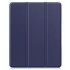 For iPad Air 13 2024 / 2025 Custer TPU Pure Color 3-Fold Holder Smart Leather Tablet Case with Pen Tray(Dark Blue) - 2