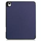 For iPad Air 13 2024 / 2025 Custer TPU Pure Color 3-Fold Holder Smart Leather Tablet Case with Pen Tray(Dark Blue) - 3
