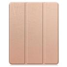For iPad Air 13 2024 / 2025 Custer TPU Pure Color 3-Fold Holder Smart Leather Tablet Case with Pen Tray(Rose Gold) - 2
